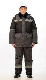 Костюм мужской зимний САЯН серый/черный (куртка+полукомбинезон) купить в Красноярске по низкой цене