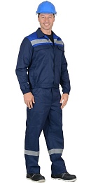 Костюм мужской летний СИРИУС-МАСТЕР т.синий/василек (куртка+полукомбинезон)  купить в Красноярске по низкой цене