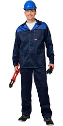 Костюм мужской летний СТАНДАРТ-Д (Аспект) т.синий/василек (куртка,брюки) купить в Красноярске по низкой цене Костюм мужской летний СТАНДАРТ-Д (Аспект) т.синий/василек (куртка,брюки) купить в Красноярске по низкой цене