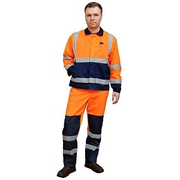 Костюм мужской летний ДОРОЖНИК оранжевый/синий (куртка+полукомбинезон) купить в Красноярске по низкой цене